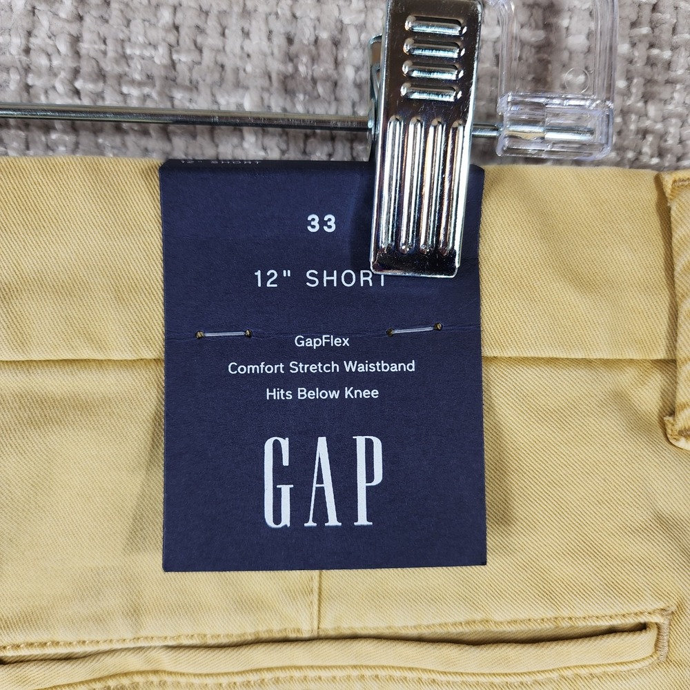 Gap Flex Cotton Chino Shorts Mens 33x12 Gold Casual Stretch Golf Comfort NWT - Picture 8 of 14